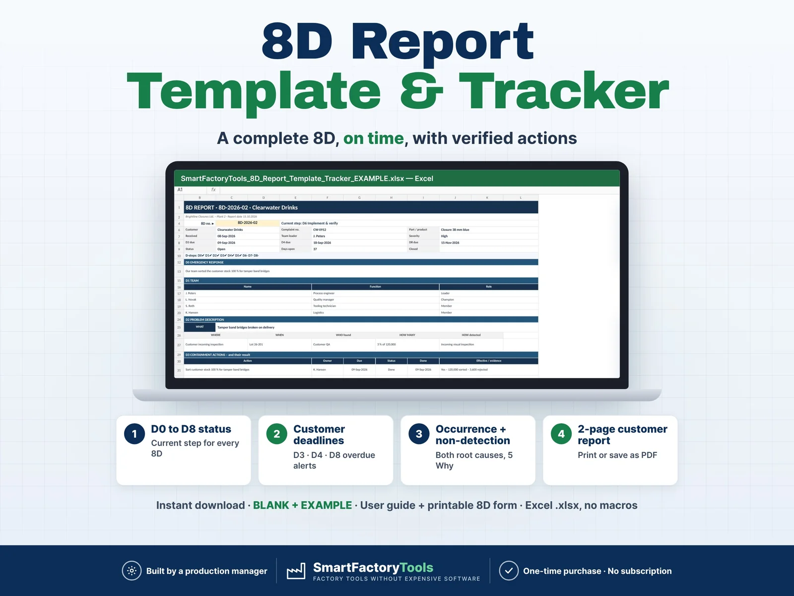 8D Report Template & Tracker – main listing image